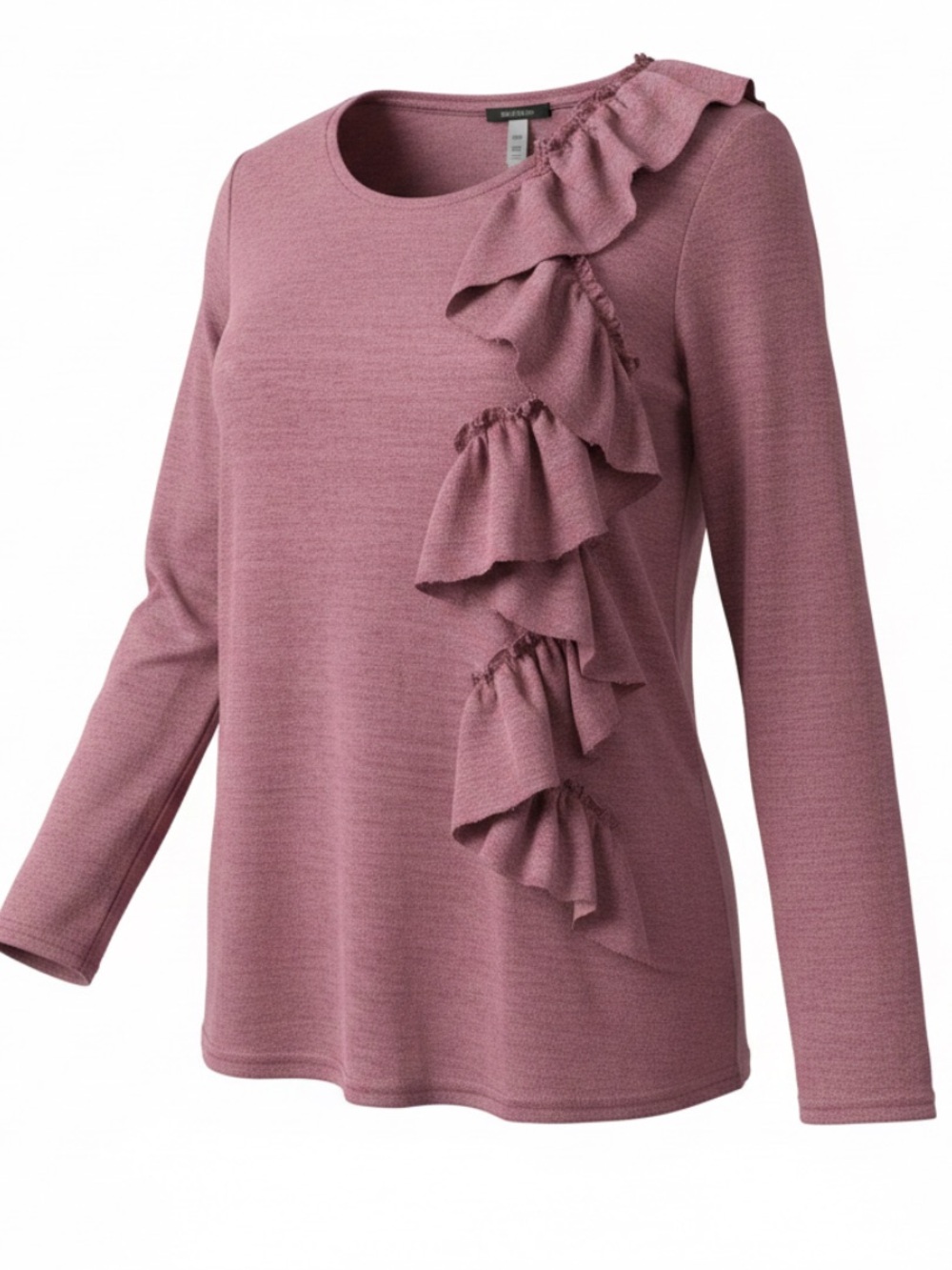 Mittoshop Wine LS Knit Top with Ruffle Detail